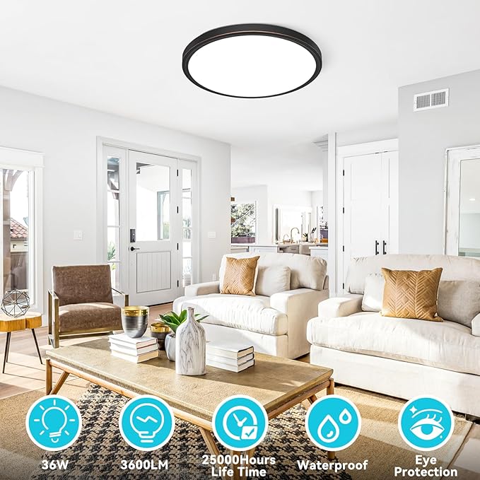 libtit 16Inch Flush Mount LED Ceiling Light Fixture, 3000K 4000K 6500K - Image 3