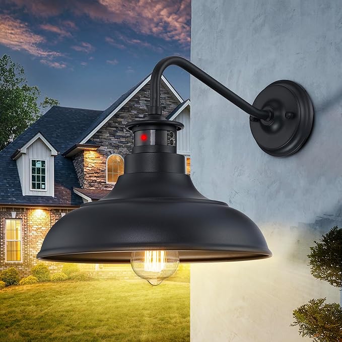 Dusk to Dawn Motion Activated Sensor Gooseneck Outdoor Wall Light Fixture - Image 2