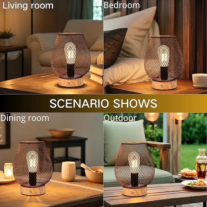 JHY DESIGN Dimmable Touch Bedside Table Lamp Metal Rechargeable Battery Powered - Image 8