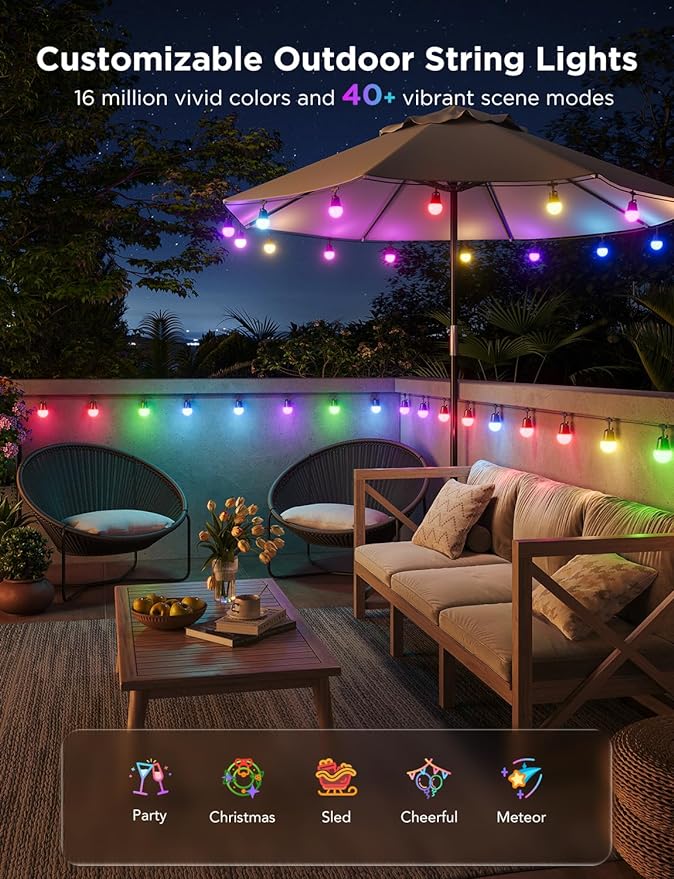 Govee Smart Outdoor String Lights 2, 48ft Outdoor Lights - Image 3