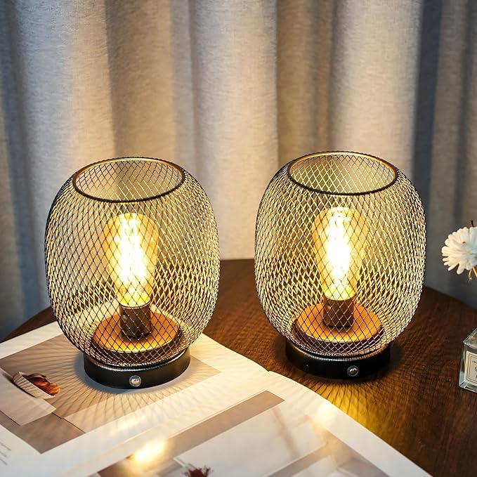 JHY DESIGN Dimmable Touch Lamp Set of 2 Bedside Table Lamp Rechargeable Battery - Image 6