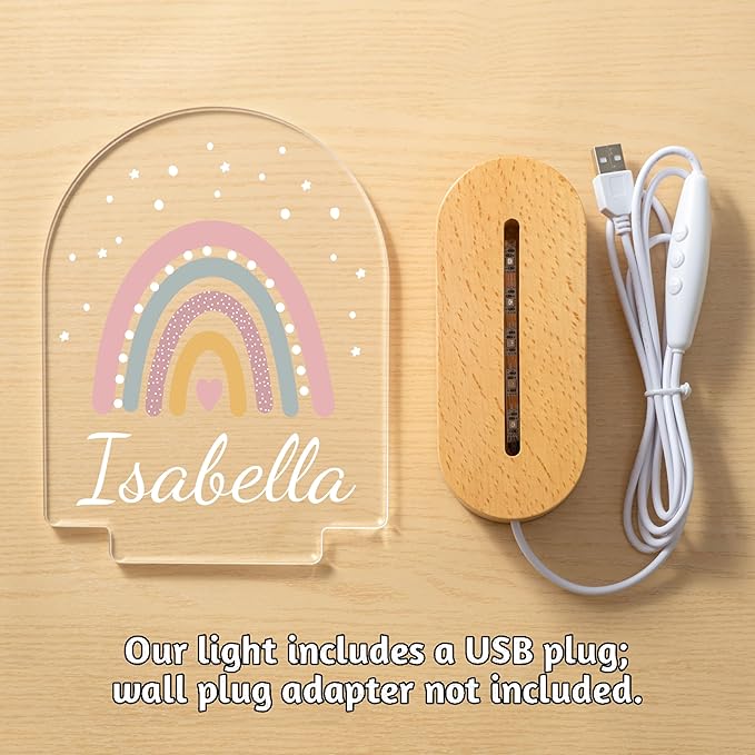 Personalized Baby Gifts Rainbow Night Light, Custom Name LED Acrylic Plaque Lamp - Image 6