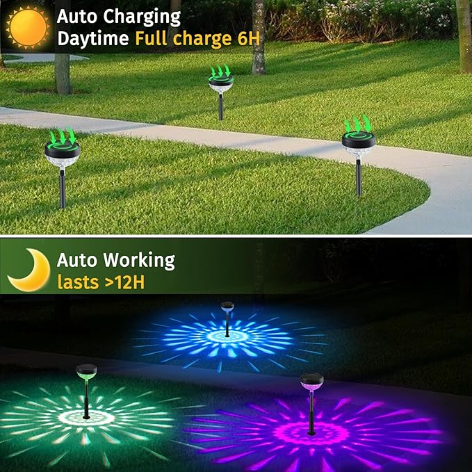 Solar Pathway Lights Outdoor, Color Changing+8 Fixed Color Solar Lights Outdoor - Image 6
