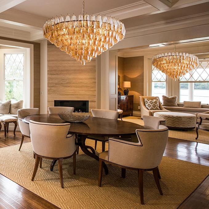 37" Extra Large Chandelier, 14-Light Gold Modern Round Chandelier - Image 3