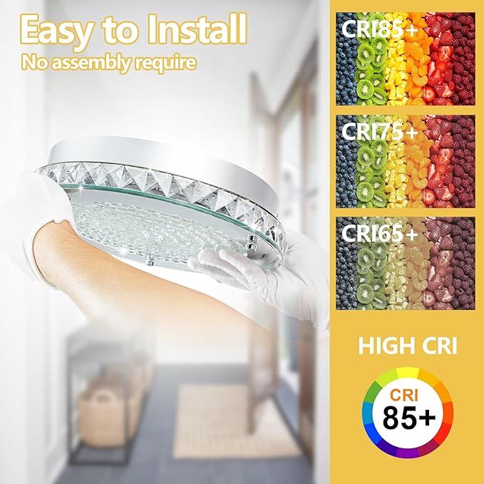 Crystal Flush Mount Ceiling Light Fixture 13.8" Hallway Lighting Fixtures - Image 6