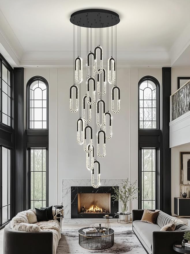 H138 Modern Crystal Chandelier, Luxury Oval Ring LED Pendant Light - Image 6