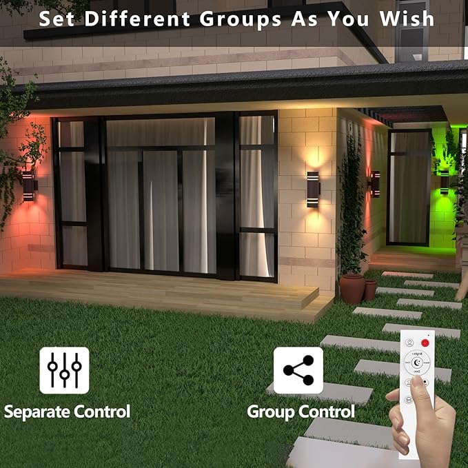 Smart Outdoor Wall Lights Color Changing 2 Pack, RGB+2700K-6500K Modern - Image 6