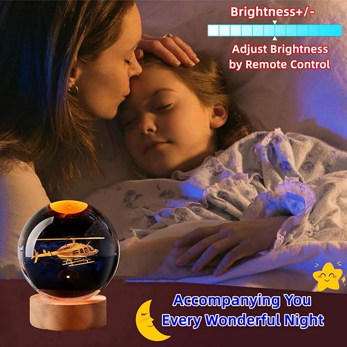 Large Helicopter Crystal Ball Night Light - Image 3