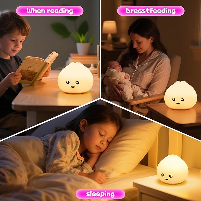 Night Light for Kids, Rechargeable Dimmable Silicone LED Nightlight - Image 6
