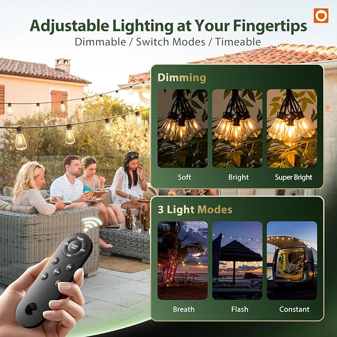 addlon 102FT Solar String Lights Outdoor - Image 2