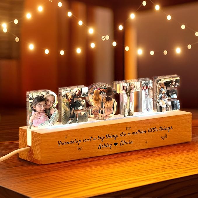 Personalized Bestie Photo Collage LED Night Light, Custom Photo - Image 2