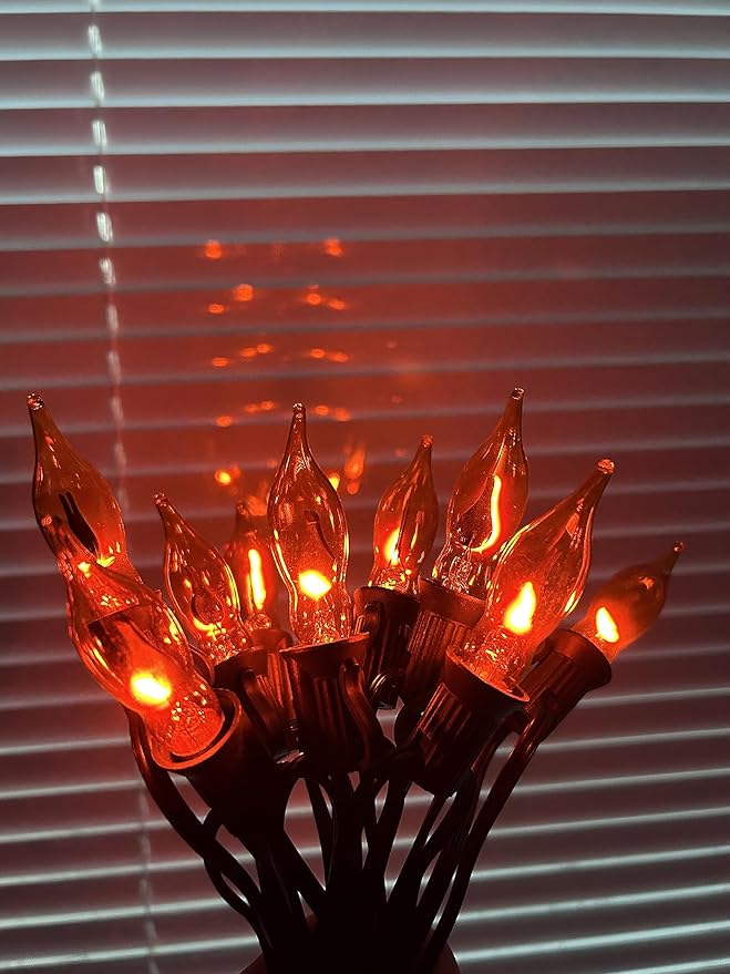 12 Pack Flicker Flame Light Bulbs, C18 Halloween Orange Flame Replacement Bulbs - Image 7