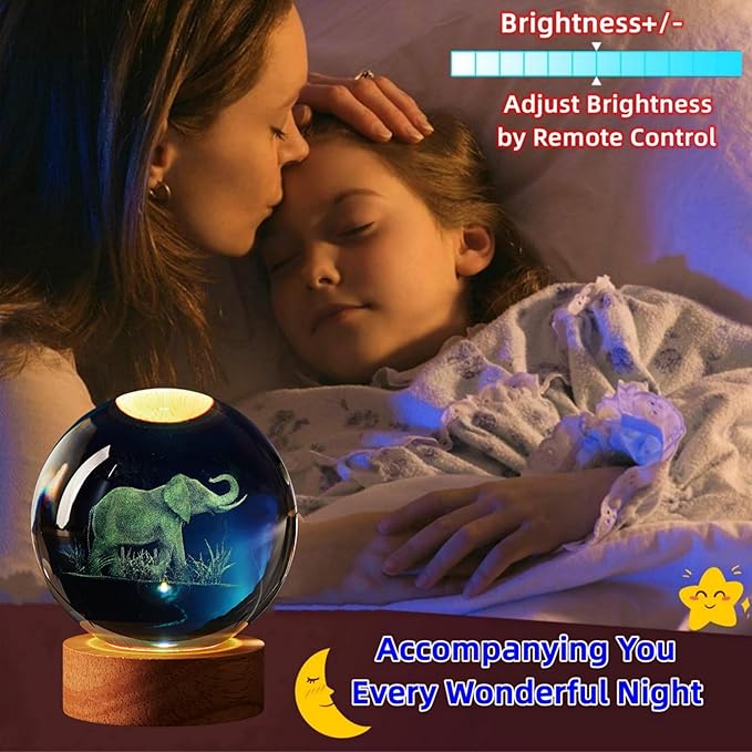 Large Elephant Crystal Ball Night Light - Image 3