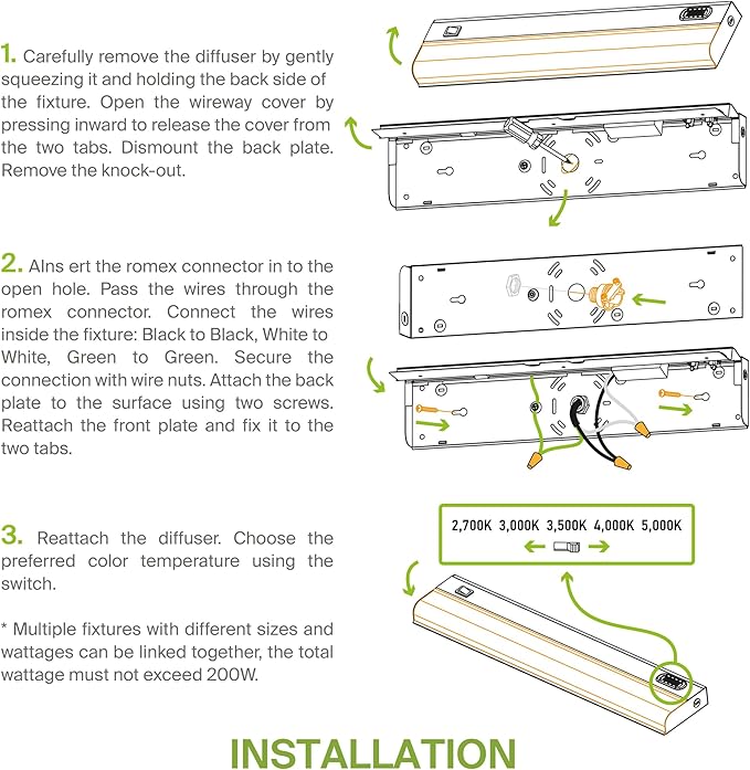 ASD 24 Inch Hardwired LED Under Cabinet Light, On/Off & 5CCT Switch 2700K-5000K - Image 8