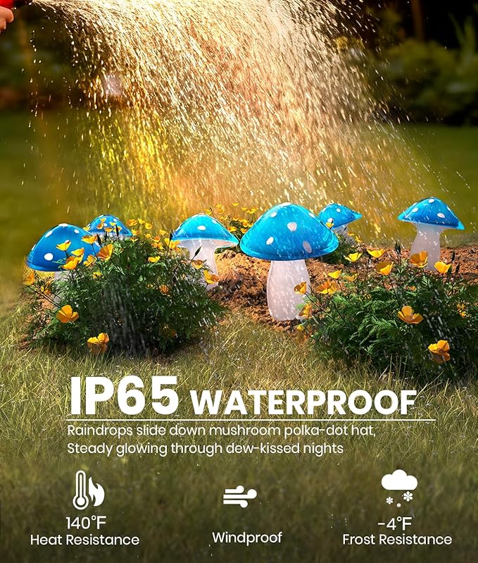 Upgraded Solar Mushroom Lights Outdoor, 9 Pack Garden Stake Light - Image 4