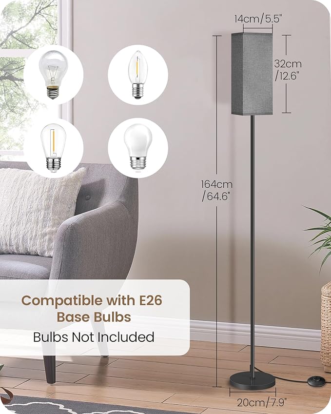 Floor Lamp, Pole Lamp with Foot Switch, Modern Standing Lamp Lampshade - Image 3