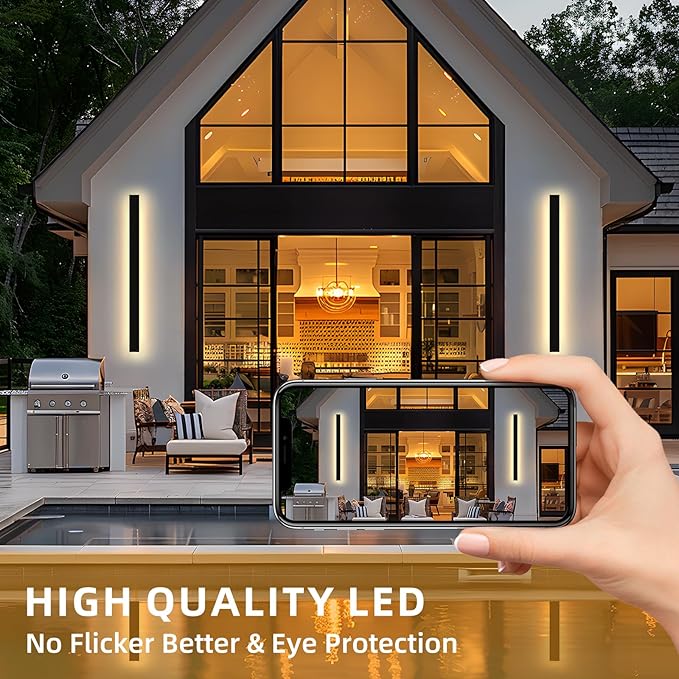 Modern Outdoor Wall Lights, 31.5Inch Black LED 3000K IP65 Waterproof Outdoor - Image 4