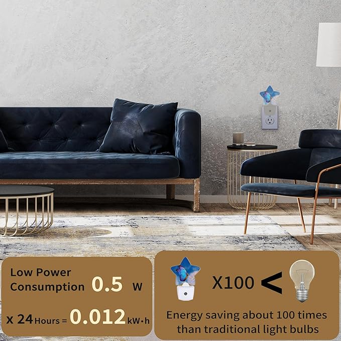 Blue Butterfly Dandelion Night Lights Plug into Wall - Image 3