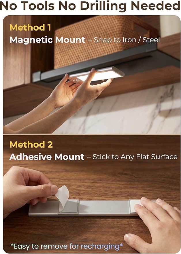 9 inch Under Cabinet Lighting, Cordless Rechargeable Motion Sensor Light Indoor - Image 5