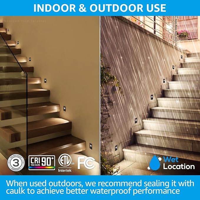 LEONLITE 3CCT 120V LED Step Lights, 3.5W 110LM 5%-100% Dimmable Indoor Outdoor - Image 4