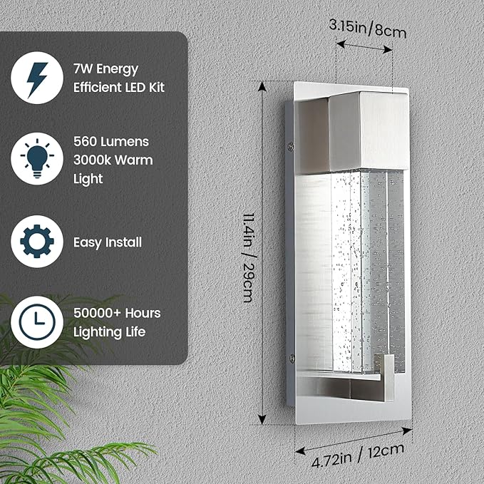 WOSHITU LED Wall Sconce Light: 11 Inch Nickel Modern Sconces Wall Lighting - Image 4