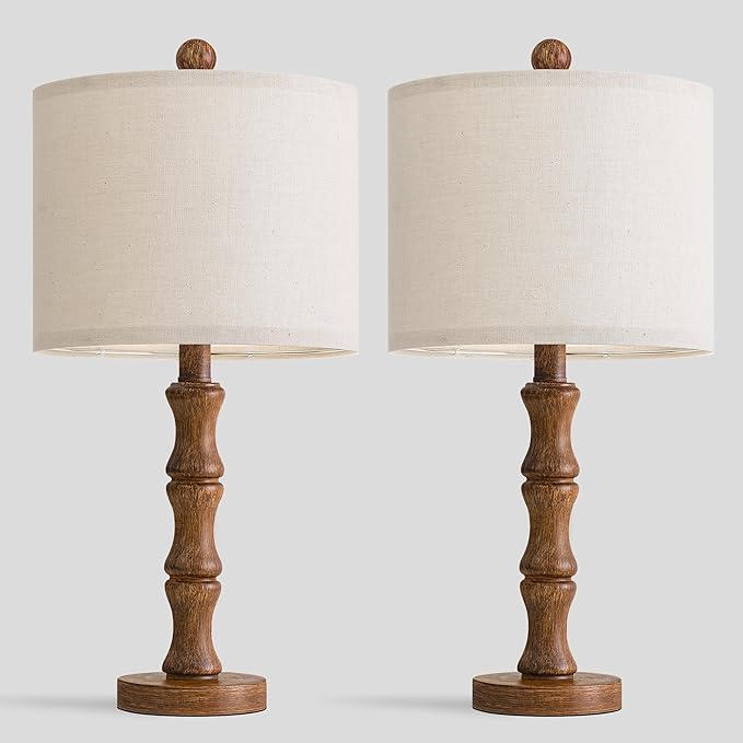 BOBOMOMO 20.5" Rustic Table Lamps Set of 2, Farmhouse Nightstand Lamp - Image 7