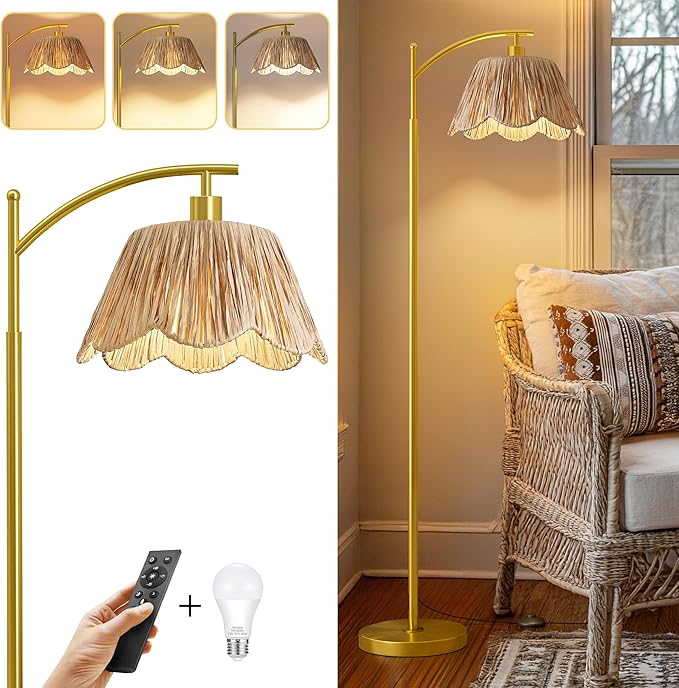 Oneach Boho Floor Lamp with 3 Color Temperatures, Farmhouse Floor Lamps by Oneach