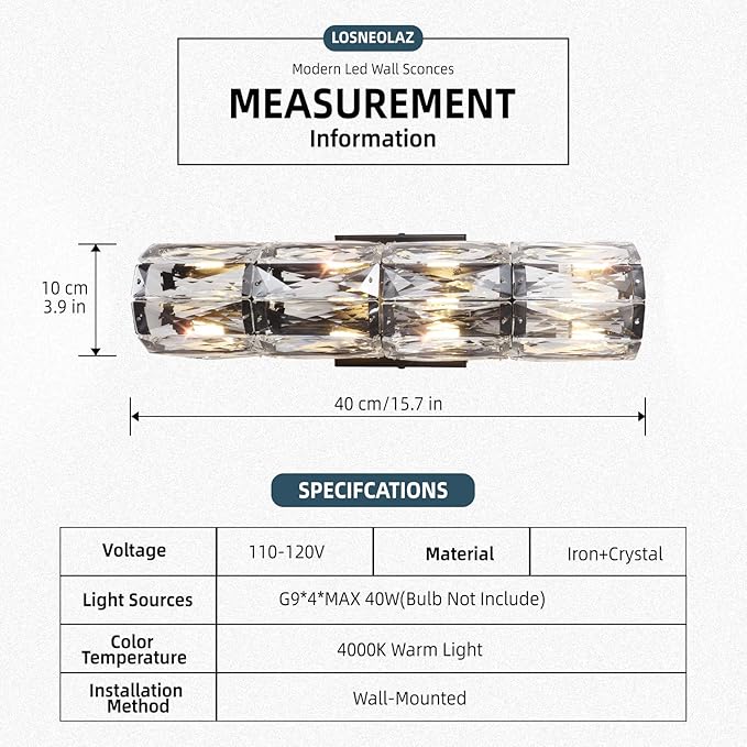 Crystal Wall Sconce Set of Two, Indoor Modern Sconces Wall Lighting, Living Room - Image 5