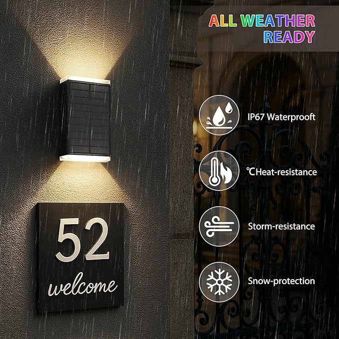 Solar Lights Outdoor, 8 Lighting Modes Dusk to Dawn Lighting Wall Sconce IP67 - Image 6