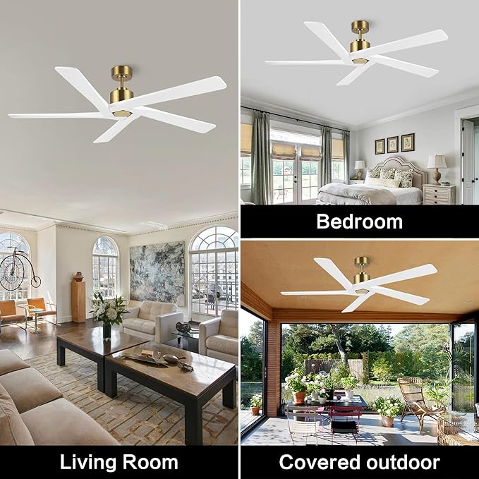 WINGBO 64 Inch DC Ceiling Fan without Lights, 5 Reversible Carved Solid Wood - Image 7