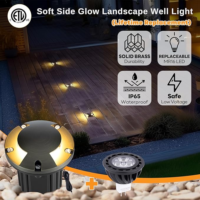 Gardenreet Solid Brass Well Light - 12V All Weather Low Voltage In-Ground LED - Image 2