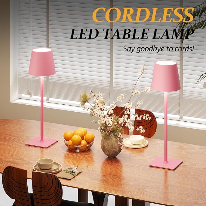 2 Pack Cordless Table Lamps, 3 Colors Stepless Dimming, 5000mAh Rechargeable - Image 3