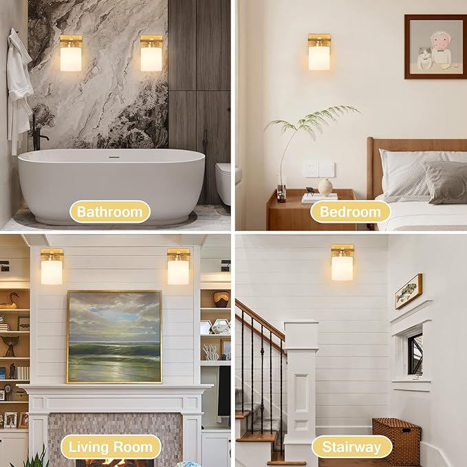 1 Light Modern Bathroom Light Fixtures Over Mirror, Brass Finish Vanity Lights - Image 6