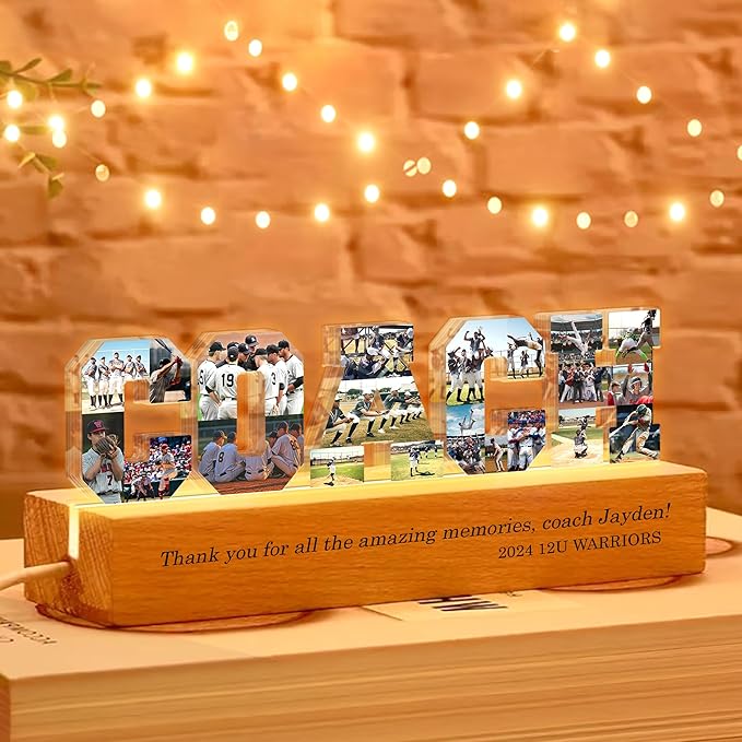Personalized Coach Photo Collage LED Night Light - Image 2