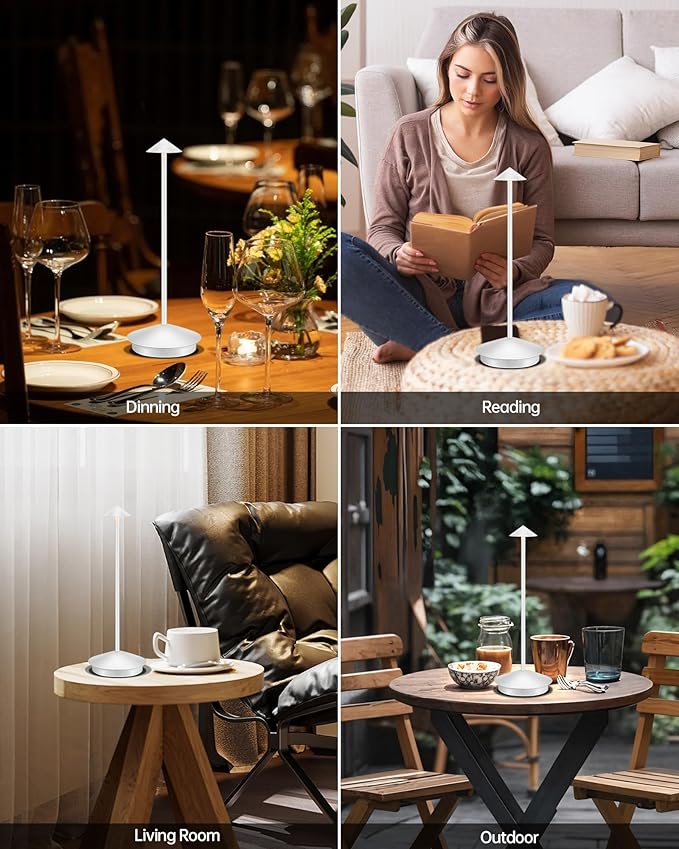 Portable Led Cordless Lamp Table Light 2 Pack, Rechargeable 6000mAh Battery - Image 3