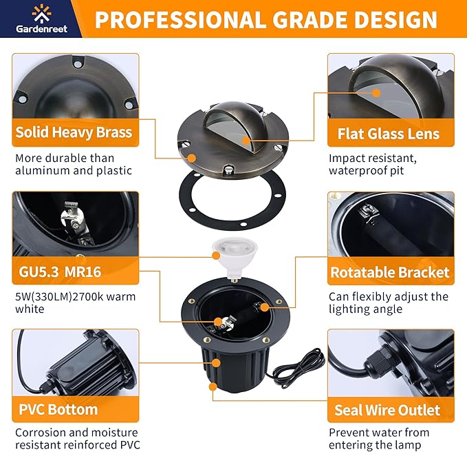 Gardenreet Brass In Ground Well Lights Kit - Image 2