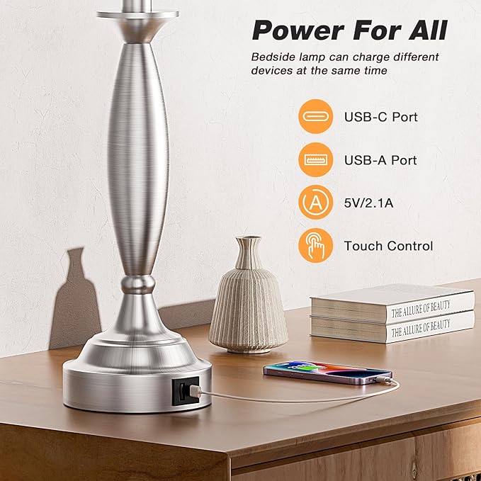 Seealle Lamps for Bedrooms Set of 2 - Image 5