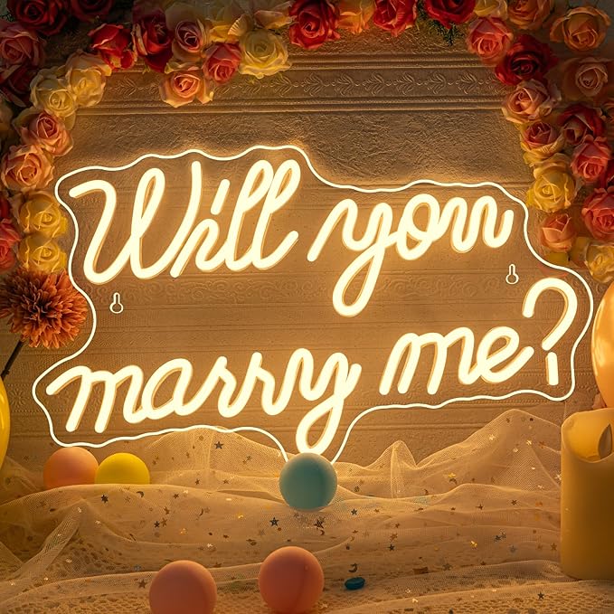 Will You Marry Me Neon Sign for Wall Decor Wedding LED Letters Neon Sign by Wanxing