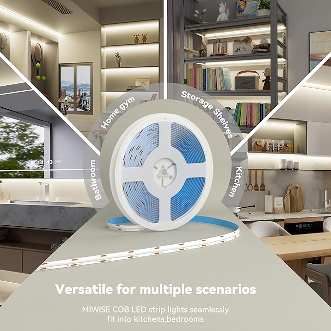 MIWISE COB LED Strip, 4000K Natural White 20ft/6.1m, Dimmable Super Bright 24V - Image 5