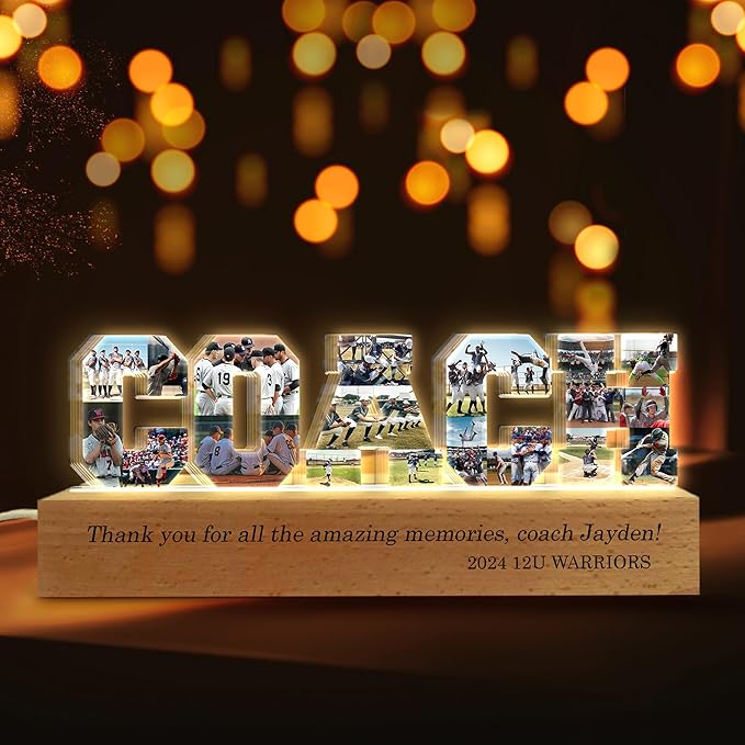 Personalized Coach Photo Collage LED Night Light by Thunala