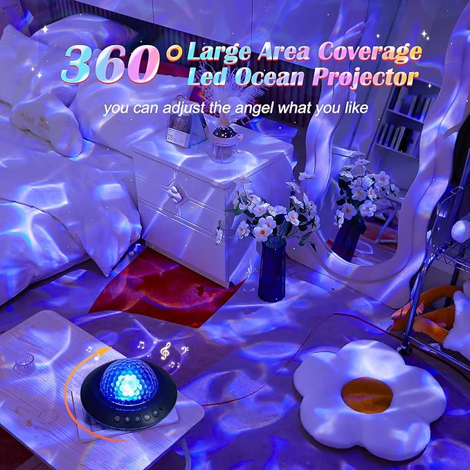 Mubarek Galaxy Projector for Bedroom, 360° Full Coverage Ceiling Projector - Image 2