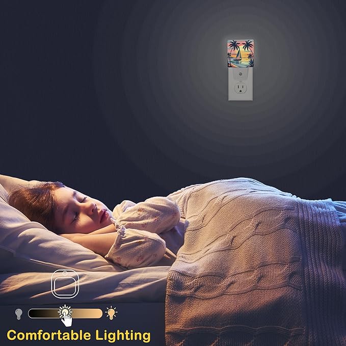 Palm Trees Night Lights Plug into Wall, Sunset Palm Trees Auto Sensor LED Night - Image 6