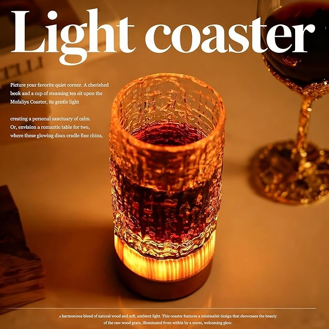 LED Night Light Wood -100% Handmade Cordless Lamp Rechargeable USB Battery - Image 4