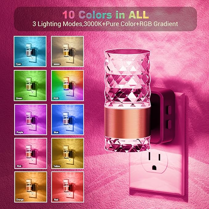 JandCase Night Lights Plug into Wall, 2 Pack Color Changing Night Light - Image 2