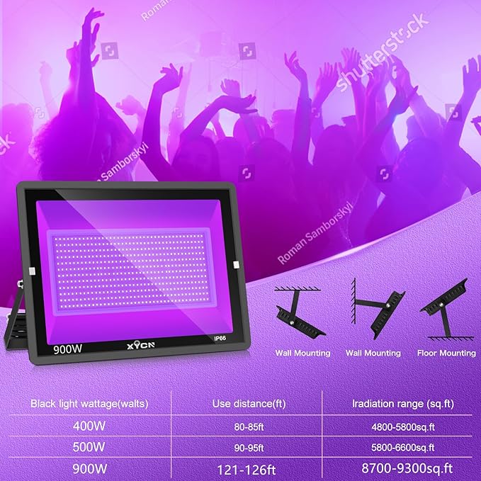 2 Pack 900W LED Black Lights Outdoor, 395nm to 410nm Big Flood Blacklight - Image 4