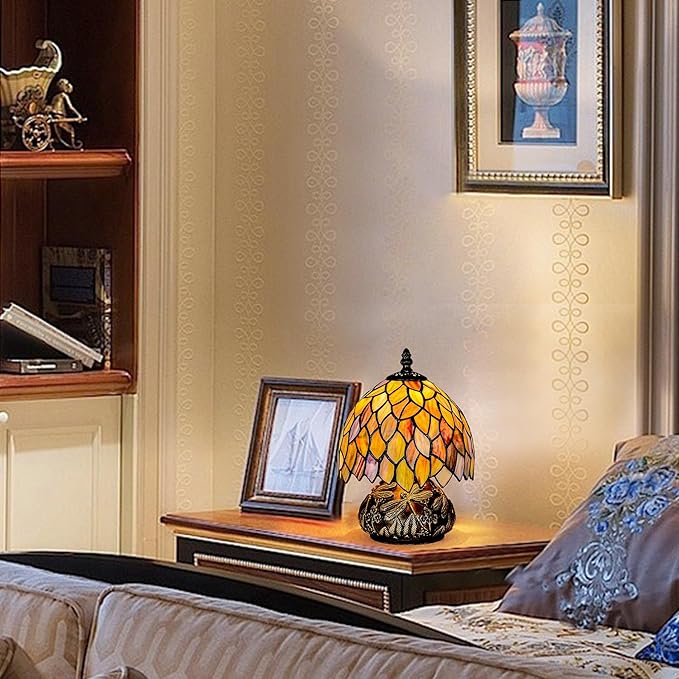 Tiffany Style Table Lamp, Stained Glass Gradient Green Wisteria Desk Lamp - Image 7