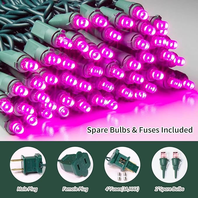 LAMPHOME 100 Count Pink Valentine Light String - Image 3