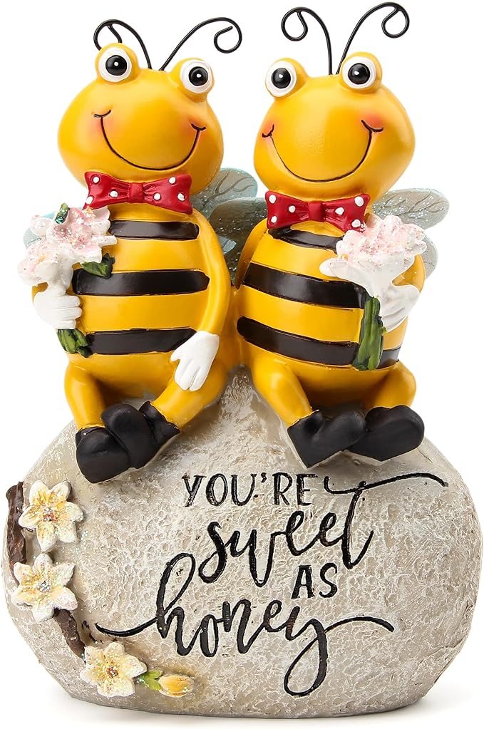 Bee Statue for Garden Decorations Honey Bee Figurine for Outdoor Patio Lawn by Smadeer