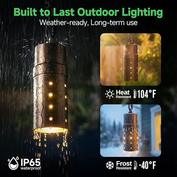 Outdoor Pendant Lights, 3000K/4000K/5000K Adjustable Color Temperature - Image 3