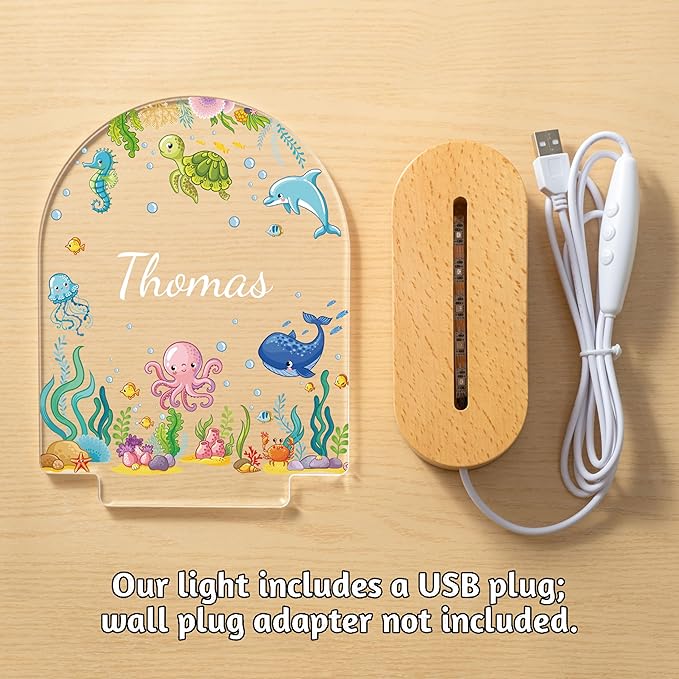 Personalized Baby Gifts for Kids, Custom Name LED Acrylic Night Light, Marine - Image 6